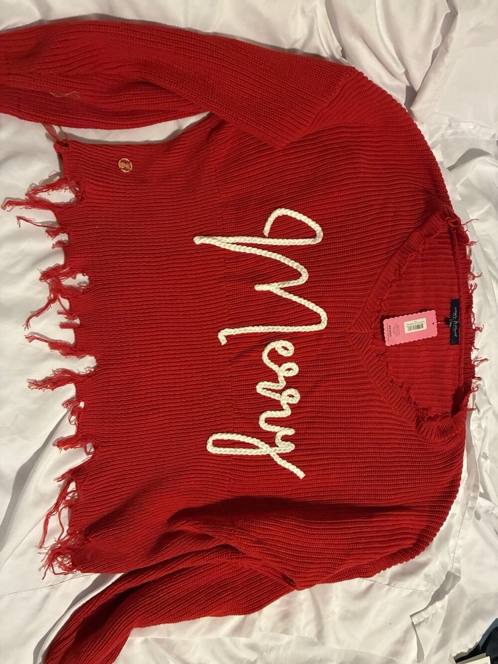 NWT Simply Southern Merry Sweater SzXXL Frayed Edges